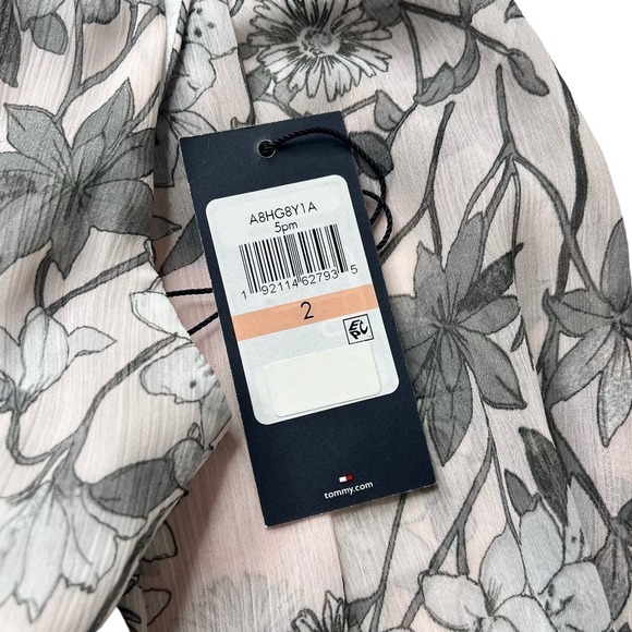 New Women’s Tommy Hifilger Diana Floral-Print Belted Chiffon A-Line Dress Size 2 - Picture 4 of 10